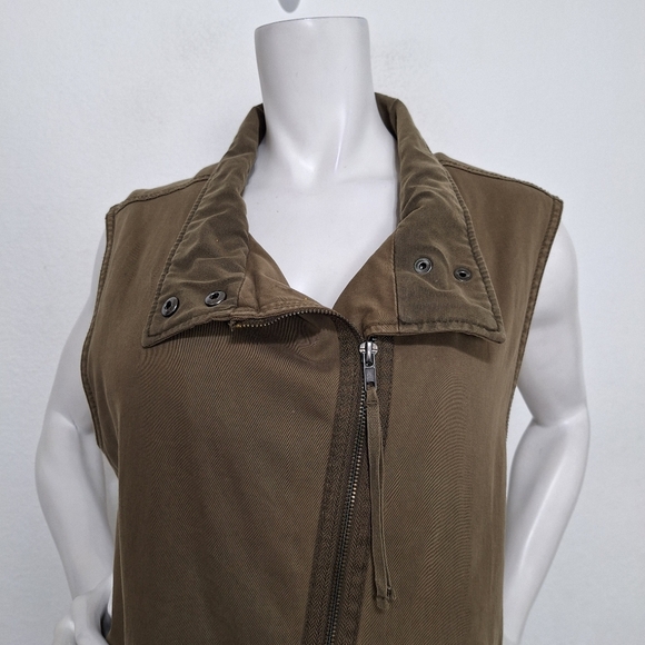 Marrakech Anthropologie Army Green Canyon Sherpa Asymmetrical Moto Vest Size L - Picture 4 of 14
